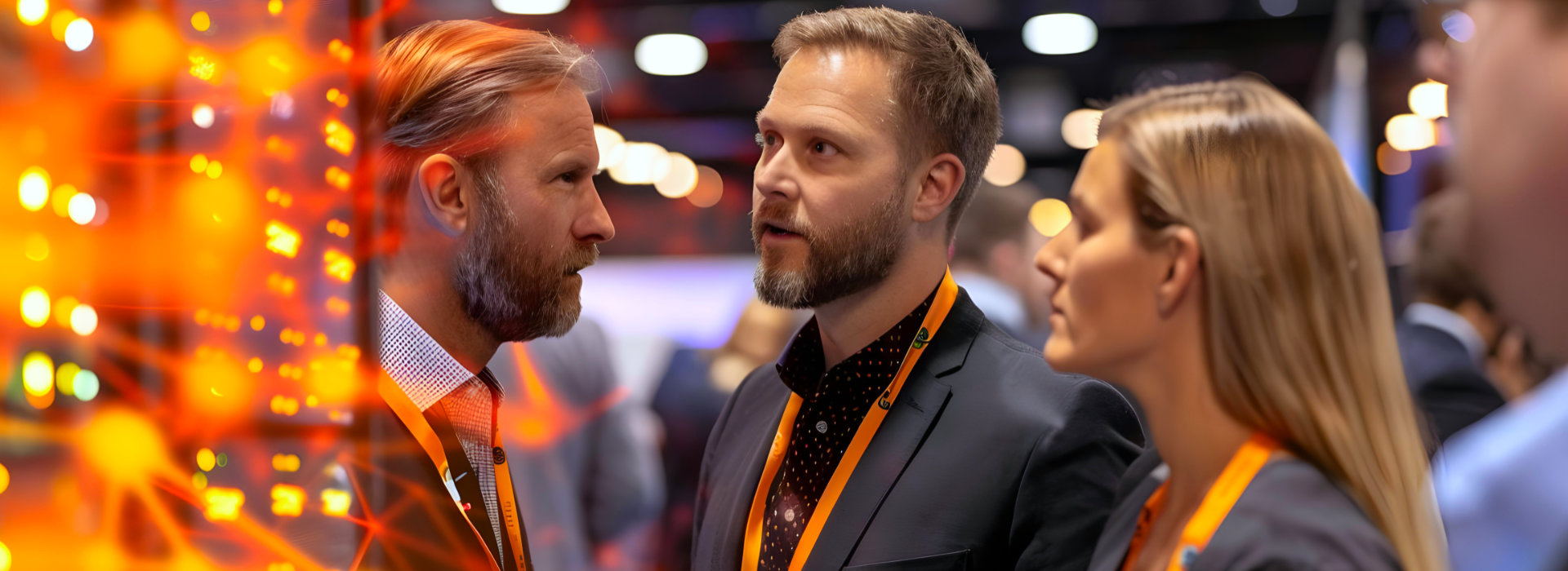 Professionals met elkaar in gesprek tijdens een zakelijke bijeenkomst, beeld bij organisatiecoaching over samenwerking, werkdruk en functioneren.