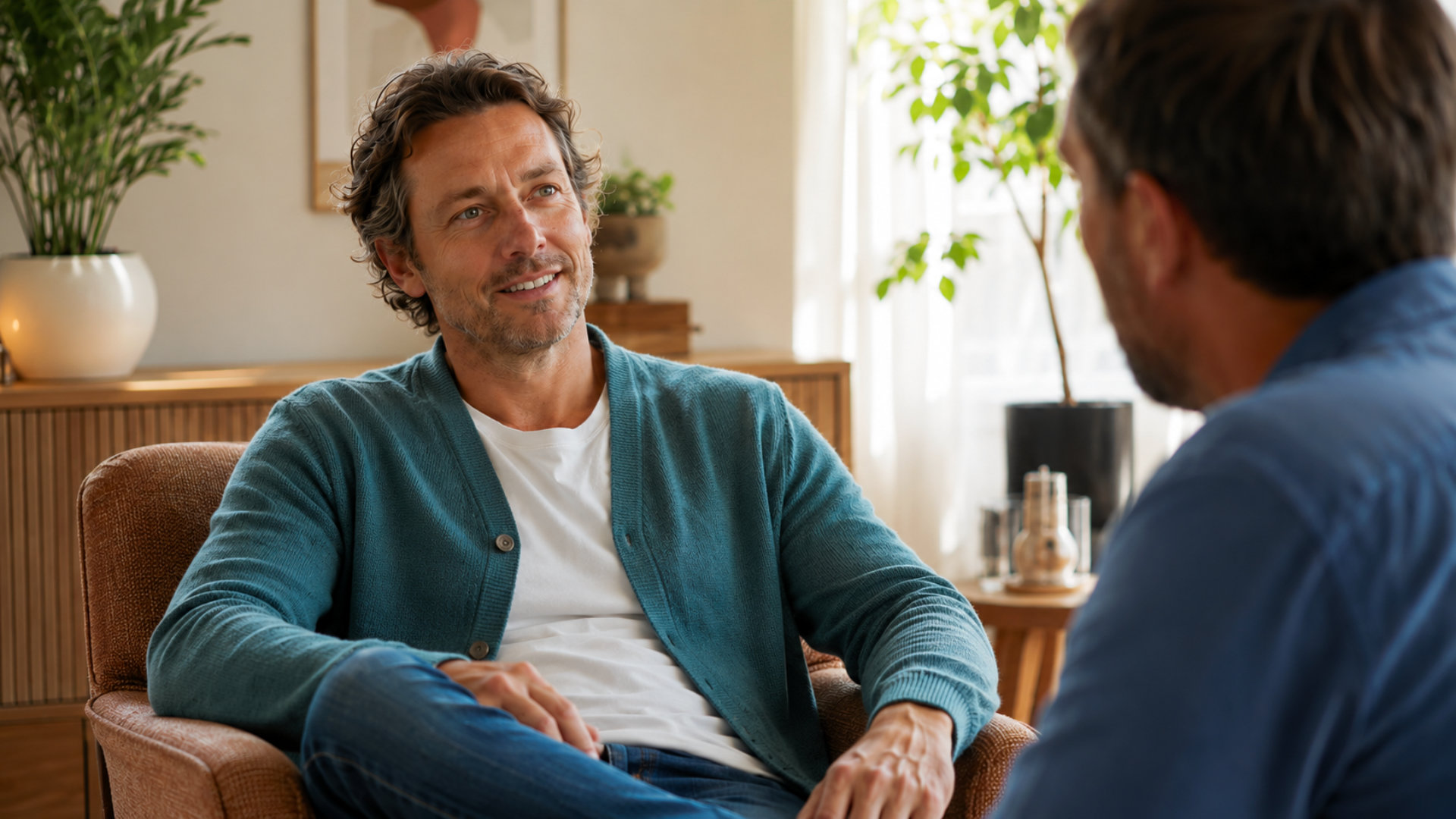 Man in kennismakingsgesprek met coach Freek van Spreek met Freek