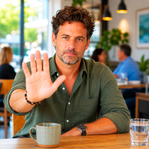 Man geeft duidelijk een grens aan in gesprek